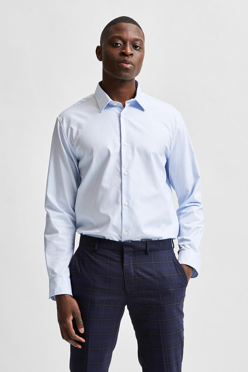 Selected SLHREGETHAN SHIRT LS CLASSIC B NOOS Blauw-1 2