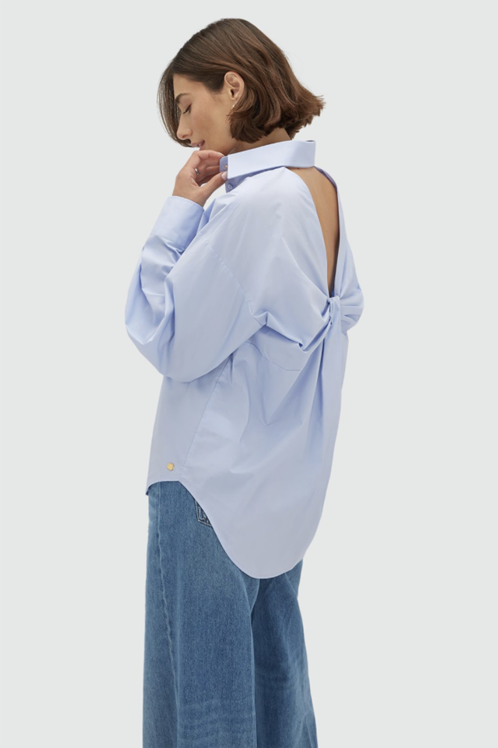 Dames blouse lange mouw blauw