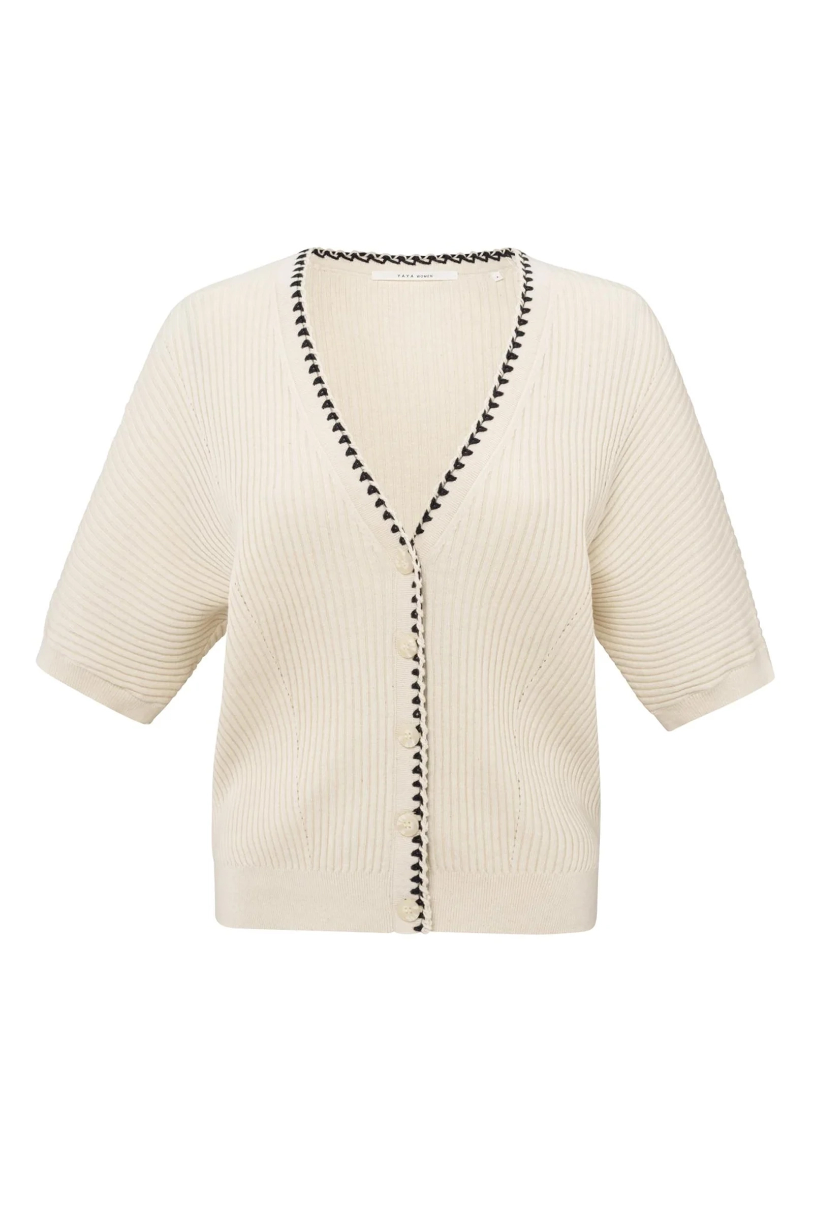 Yaya Rib cardigan with fun detail a SUMMER SAND 1