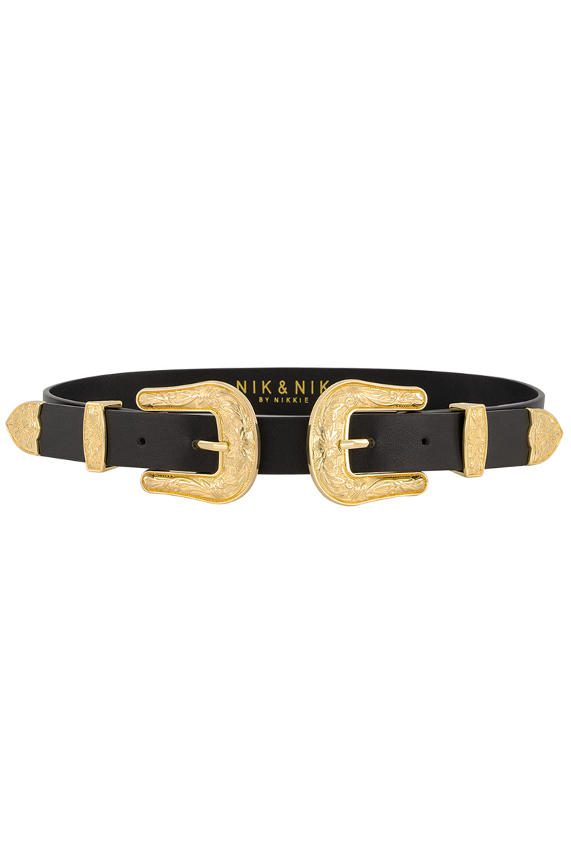 Nik & Nik Bia 2-buckle belt Zwart-1 1