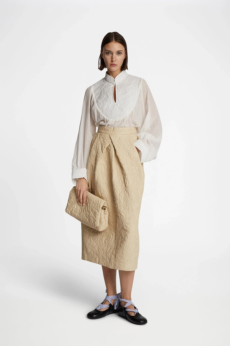Dames blouse lange mouw ecru