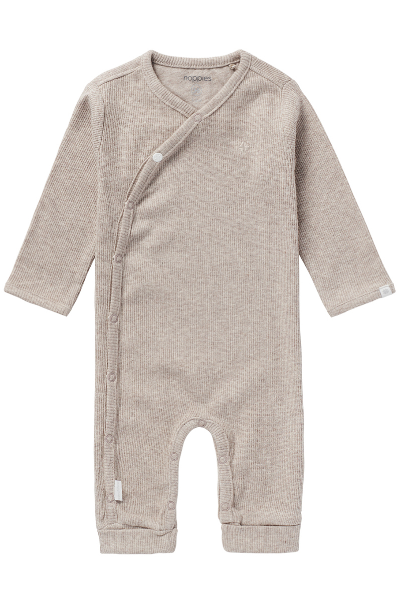 Noppies Baby U Playsuit LS Rib Nevis Bruin/Beige-2 1