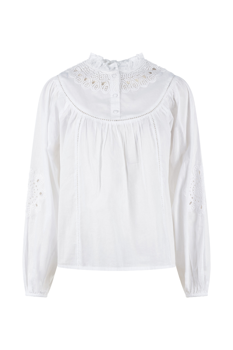 Dames blouse lange mouw wit