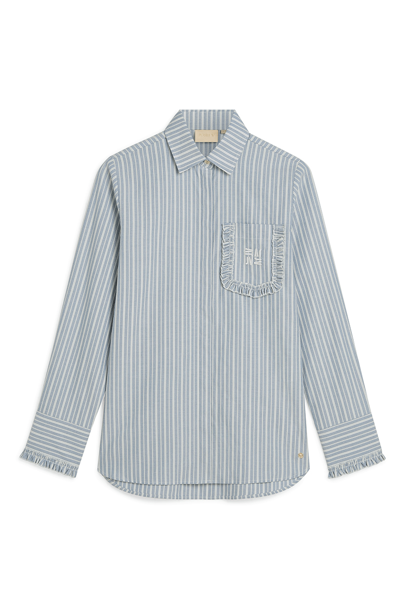 Dames blouse lange mouw blauw