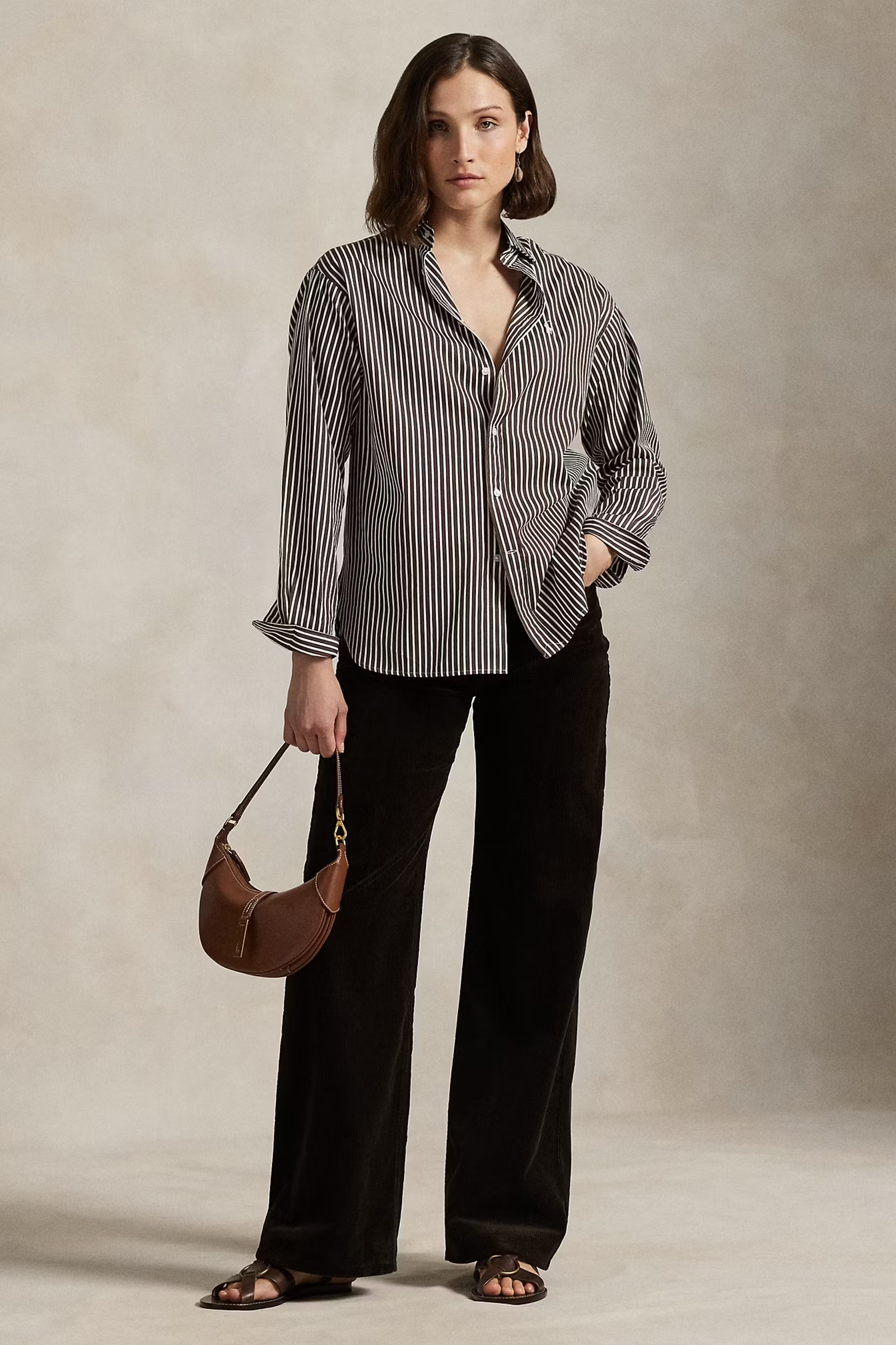 Dames blouse lange mouw bruin
