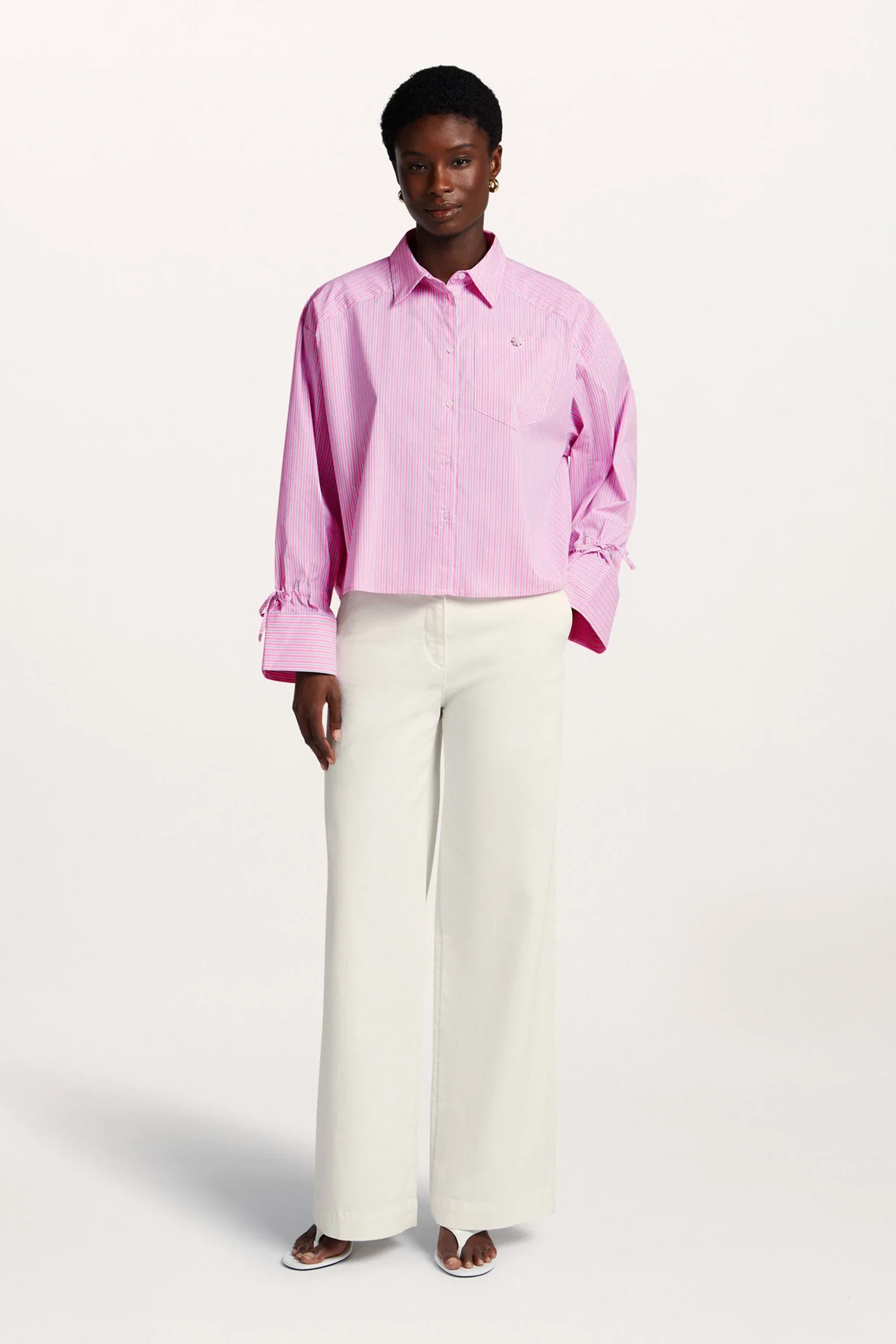 Dames blouse lange mouw rose