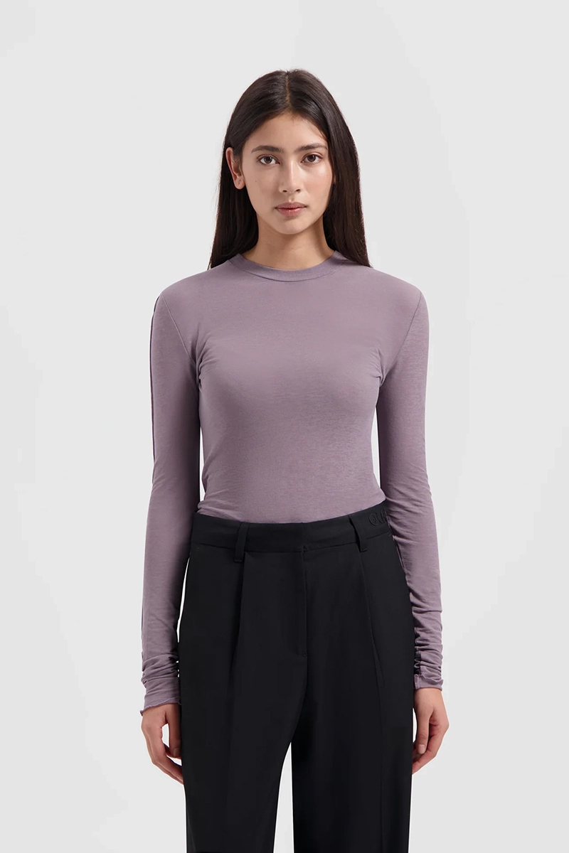 Dames t-shirt lange mouw grijs