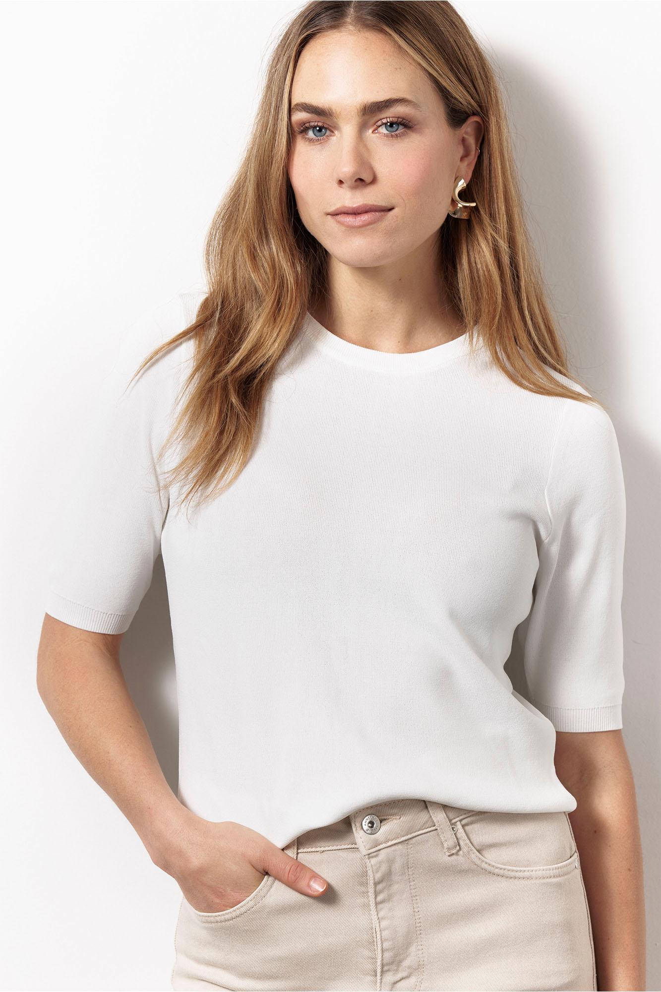 Studio Anneloes Lana ssl solid pullover Ecru-1 2