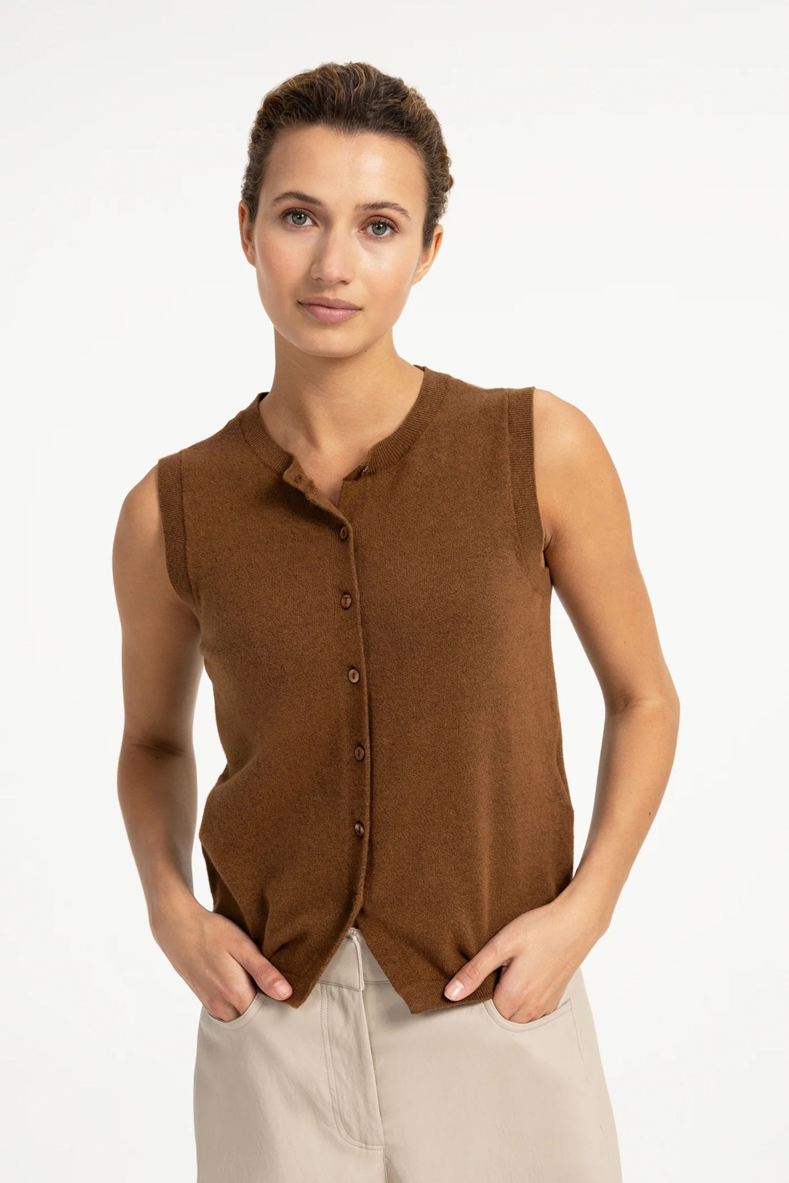 Dames vest bruin