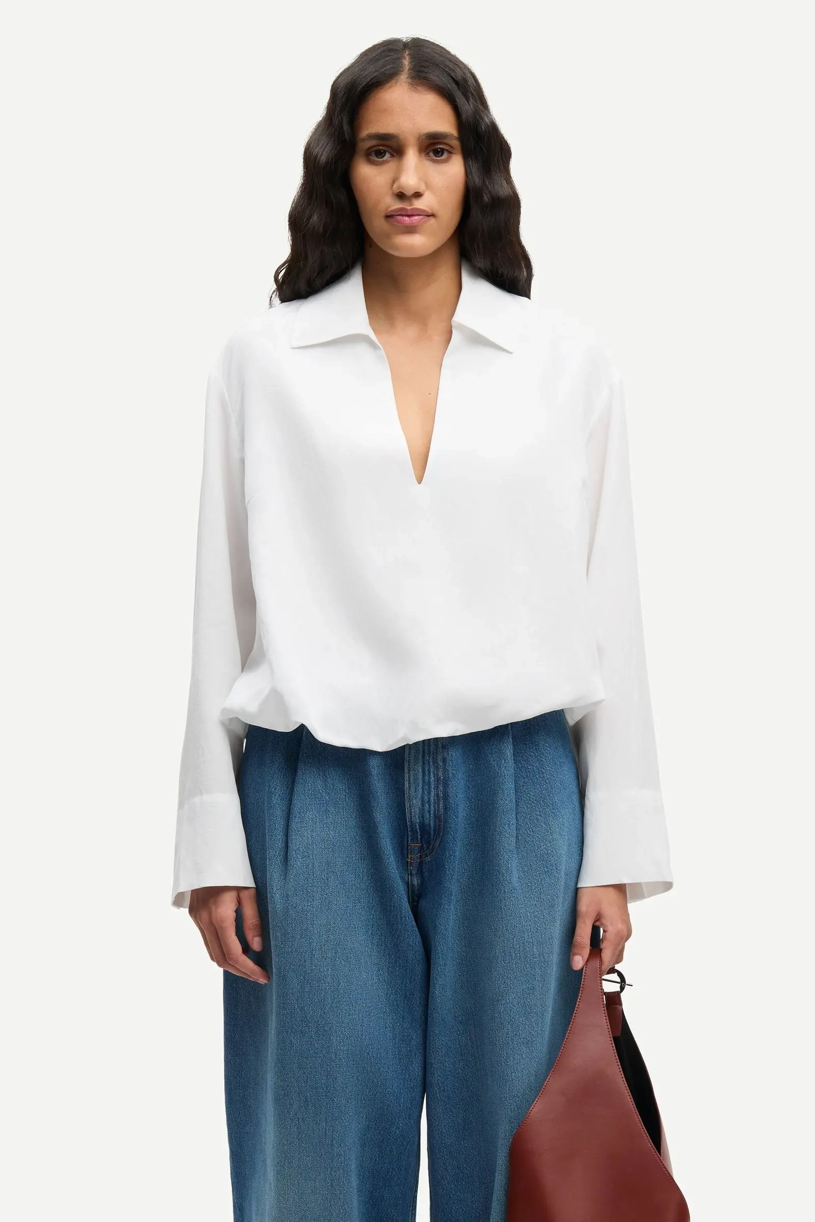 Dames blouse lange mouw wit