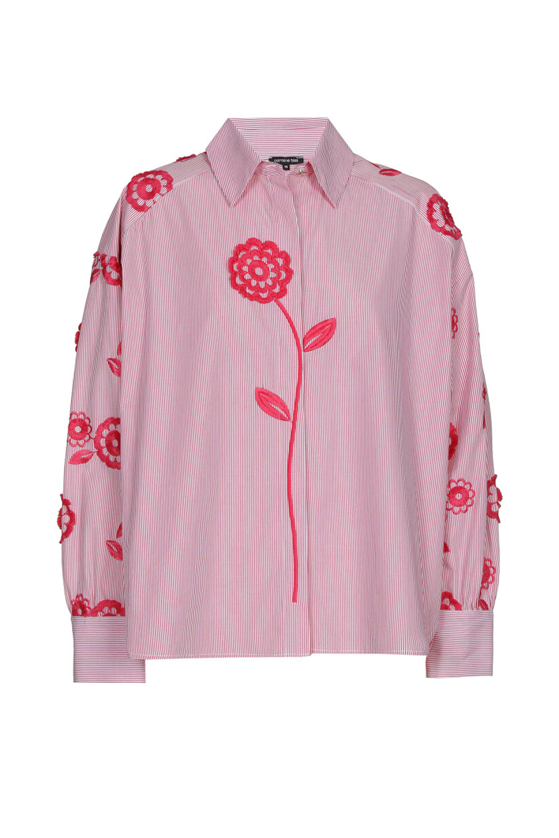 Dames blouse lange mouw rose