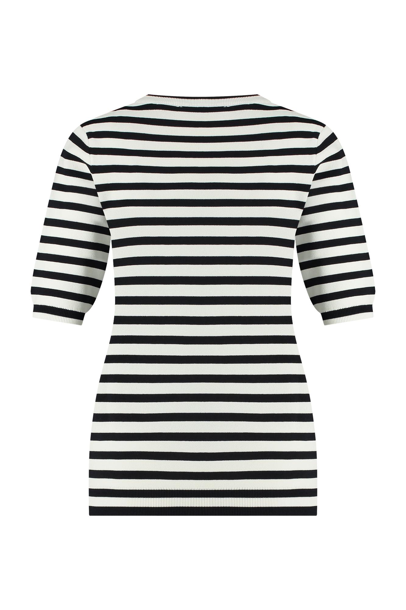 Studio Anneloes Luna stripe short slv pullover Ecru-1 5