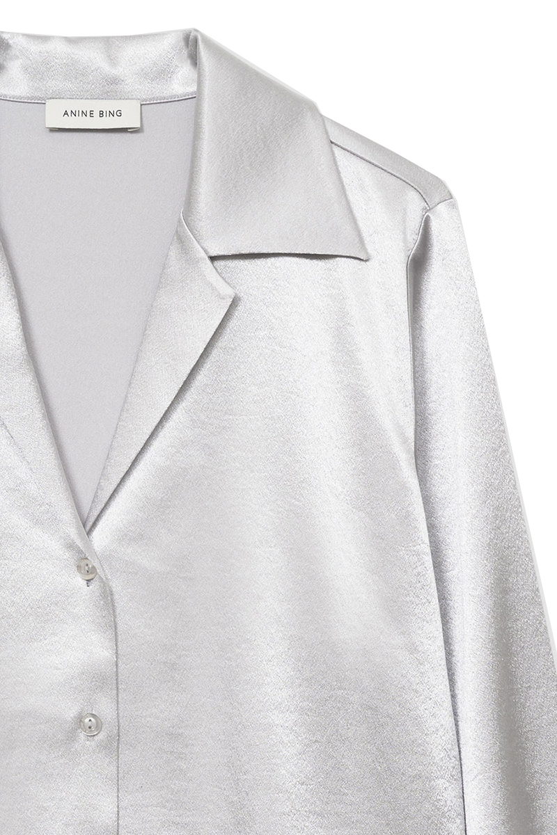 Dames blouse lange mouw zilver