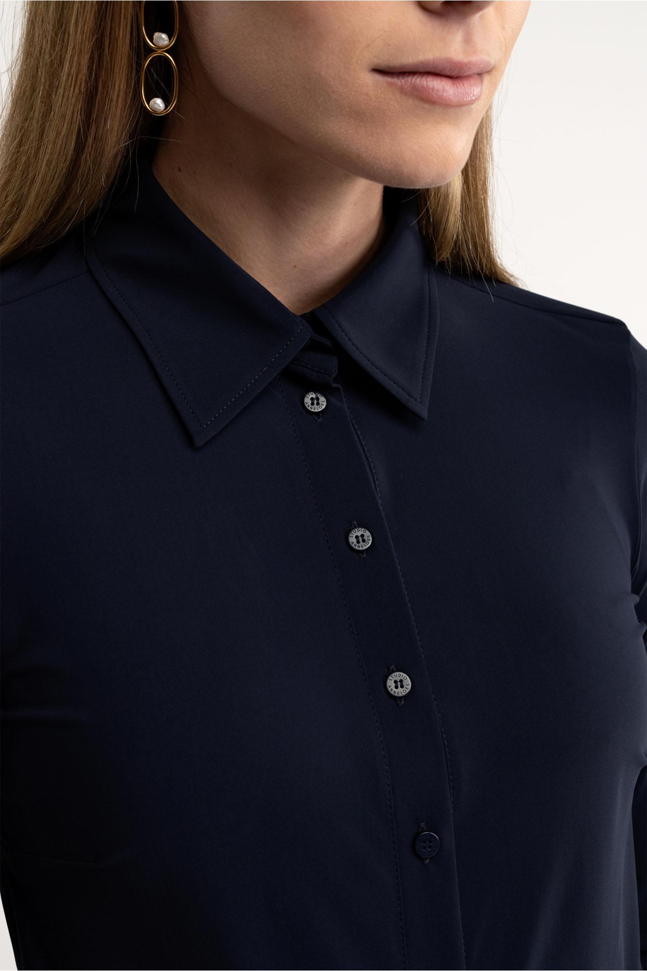 Dames blouse lange mouw blauw