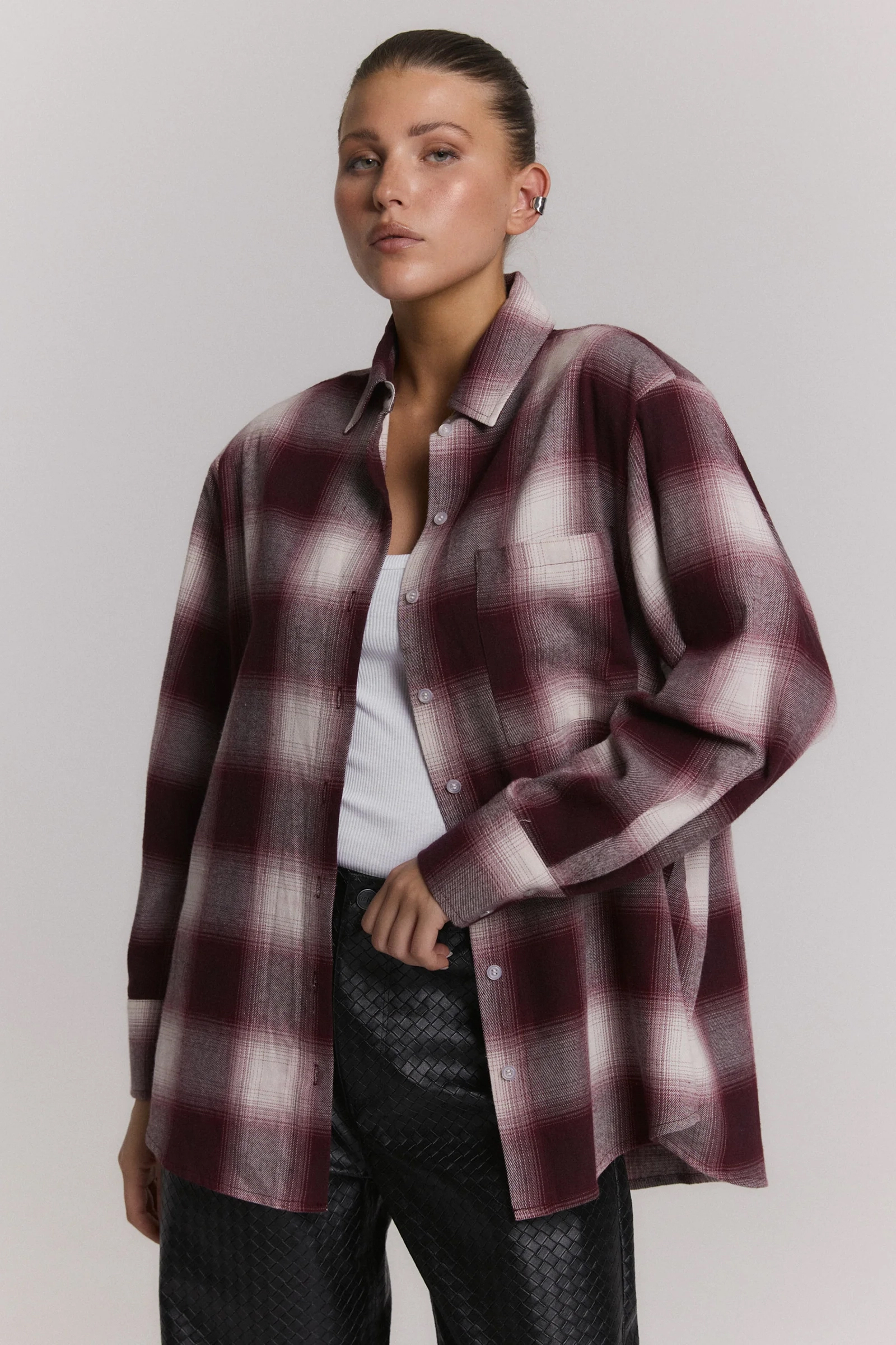 Dames blouse lange mouw bruin
