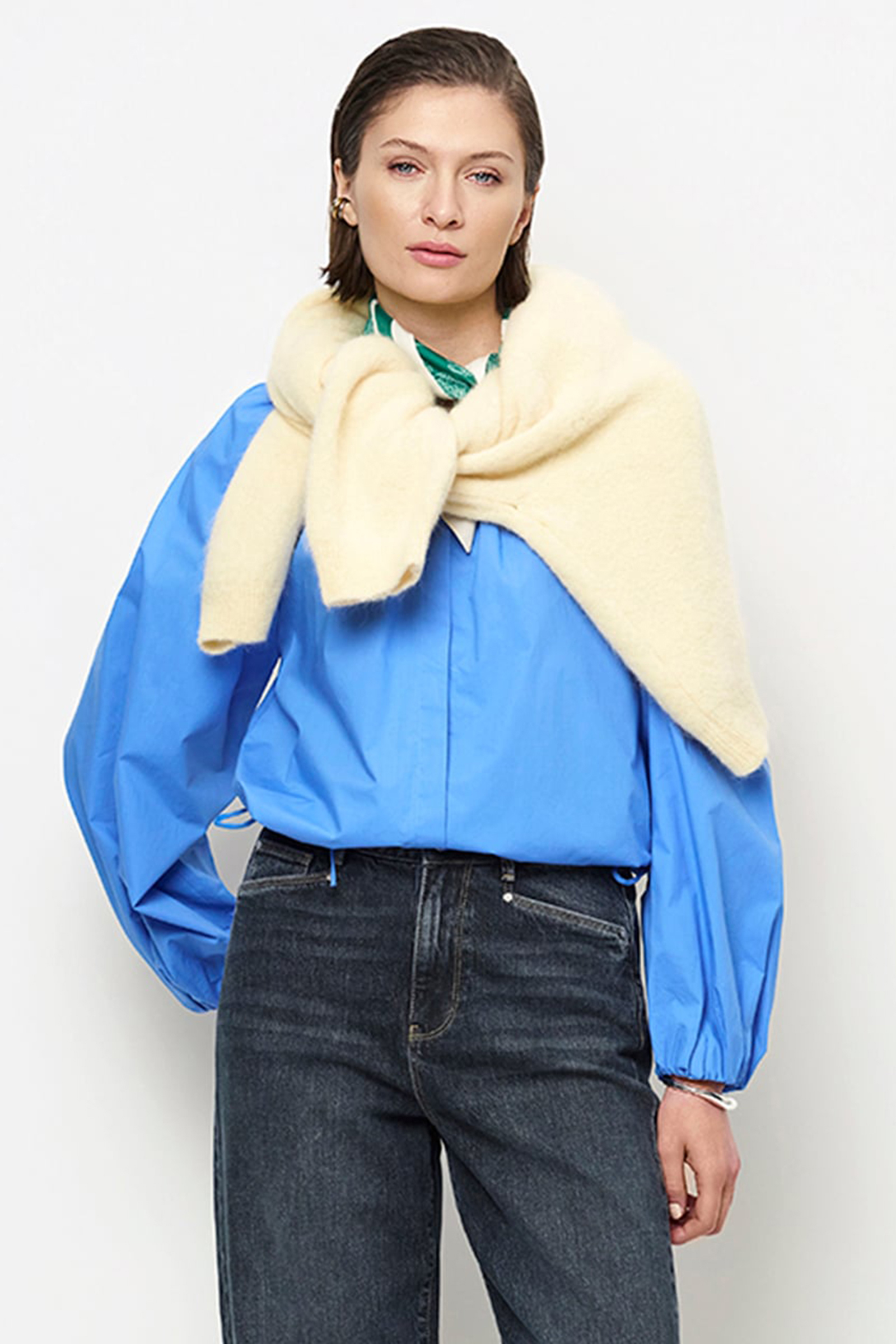 Dames blouse lange mouw blauw