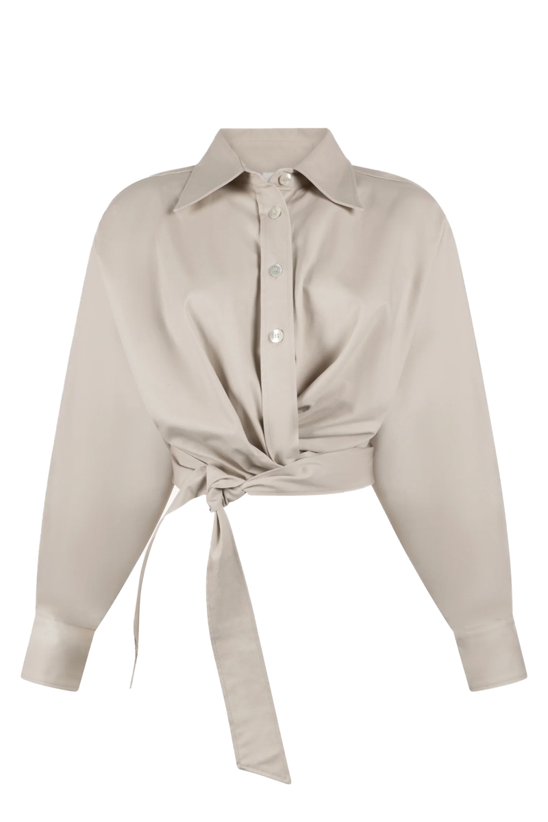 Dames blouse lange mouw bruin