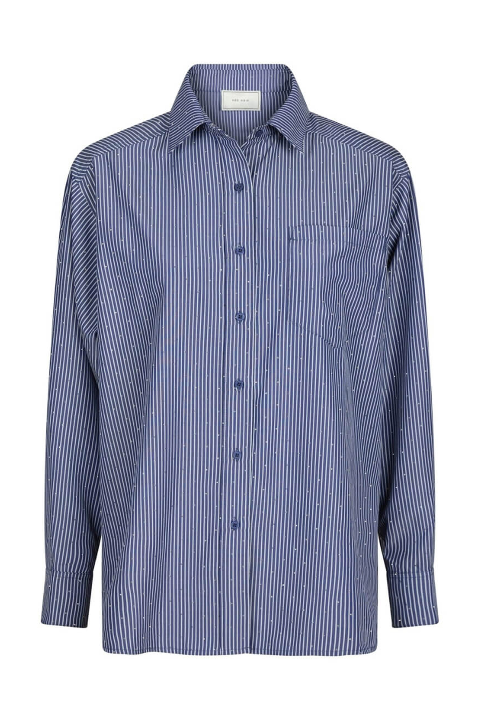 Dames blouse lange mouw blauw