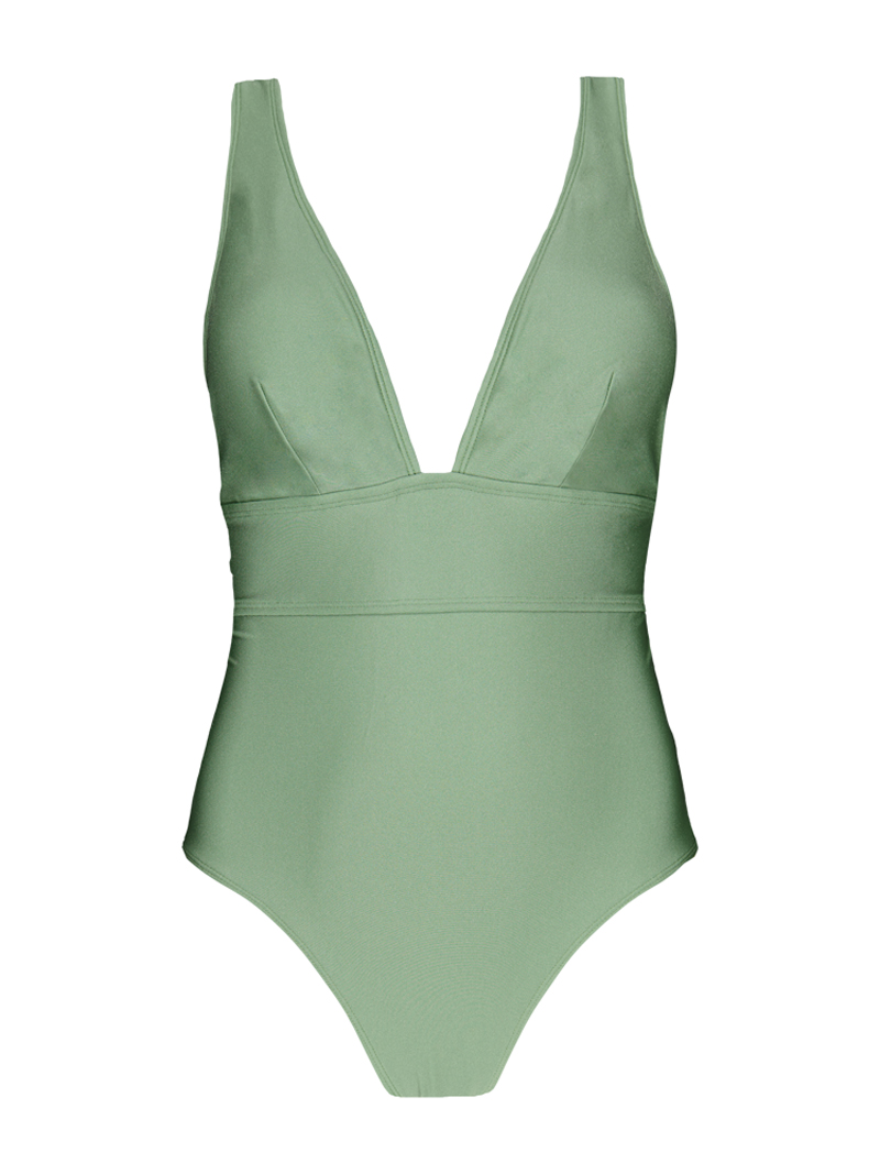 Bad/beach dames badpak sport groen