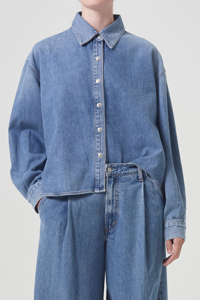 Dames blouse lange mouw blauw