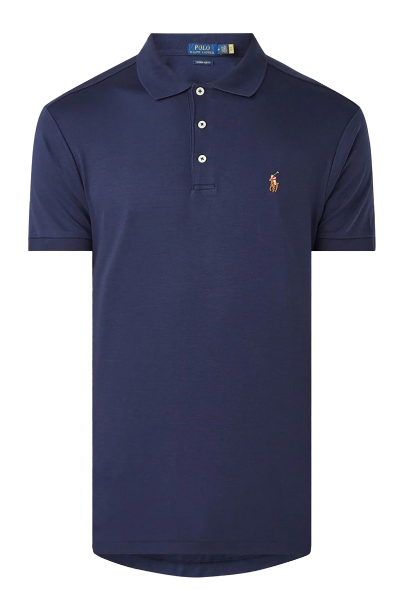 Heren polo korte mouw blauw