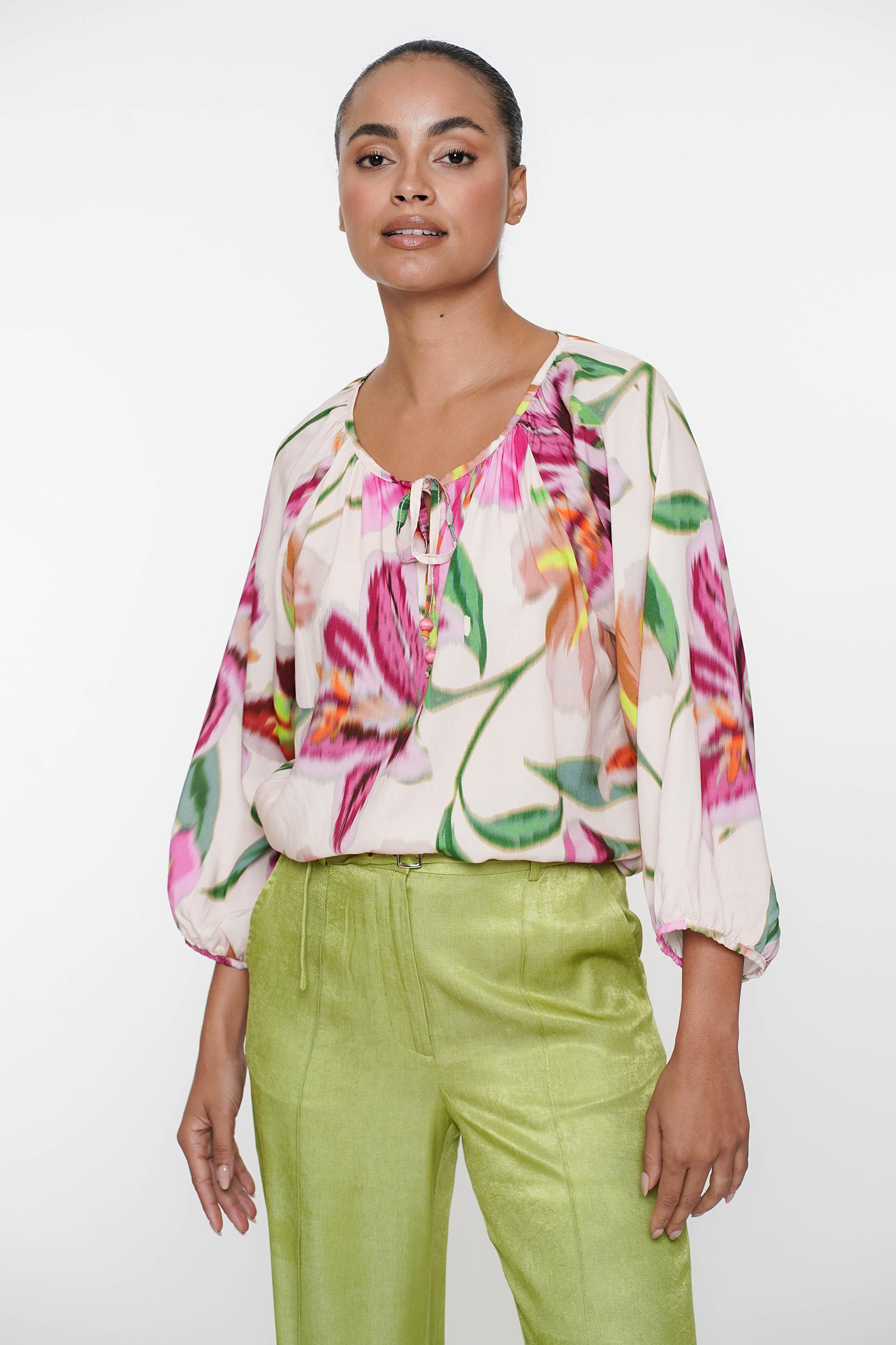 Dames blouse korte mouw rose