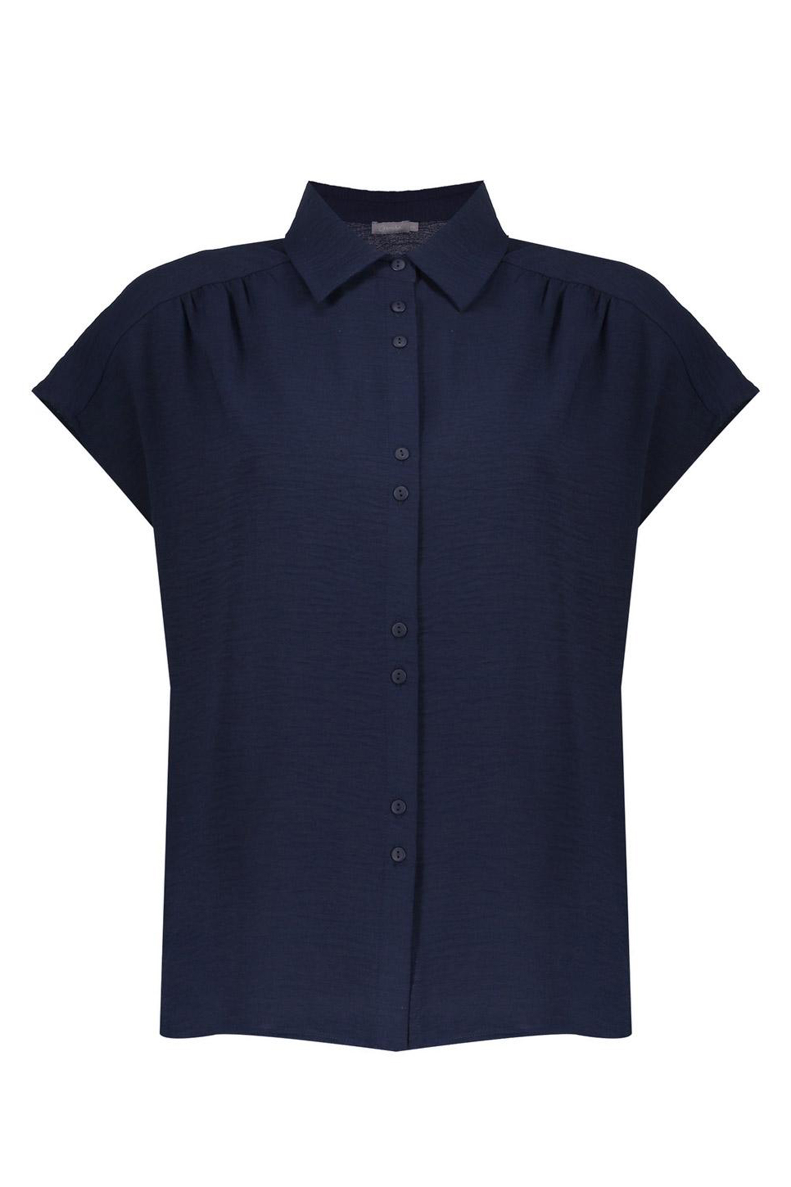 Dames blouse korte mouw blauw