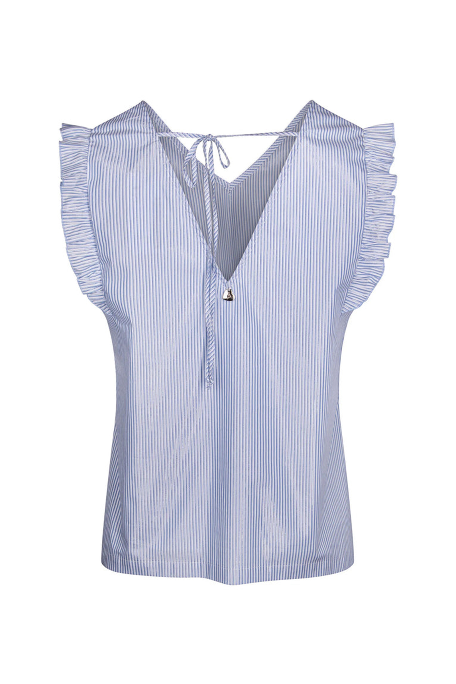 Dames blouse mouwloos blauw