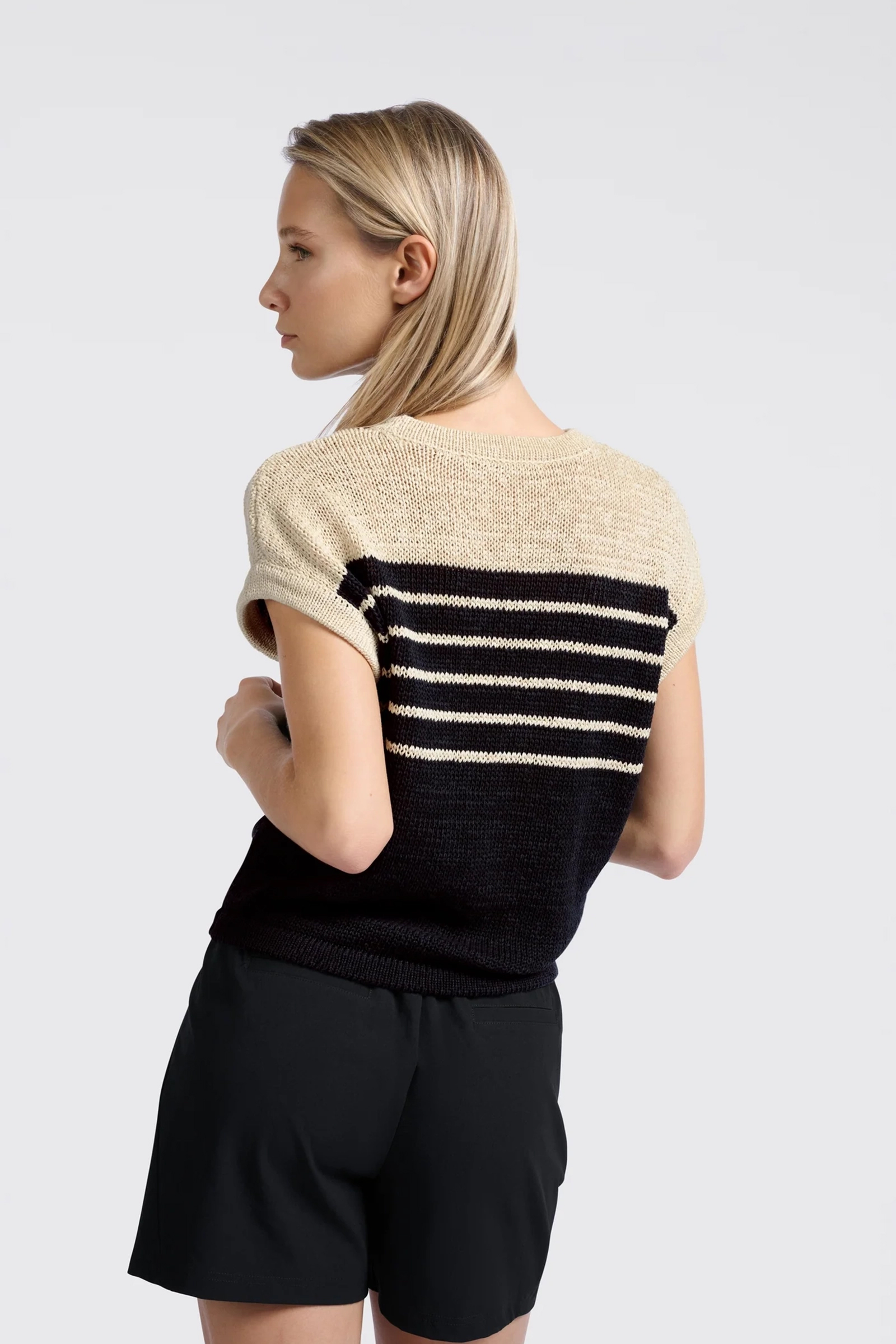 Yaya Sleeveless striped tape yarn s SUMMER SAND DESSIN 3