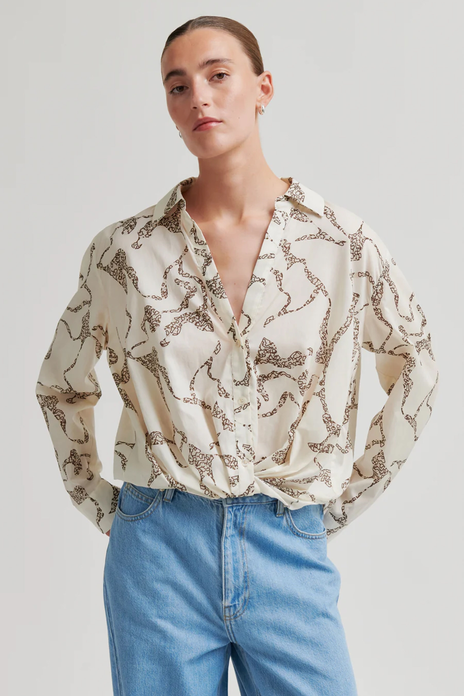 Dames blouse lange mouw ecru