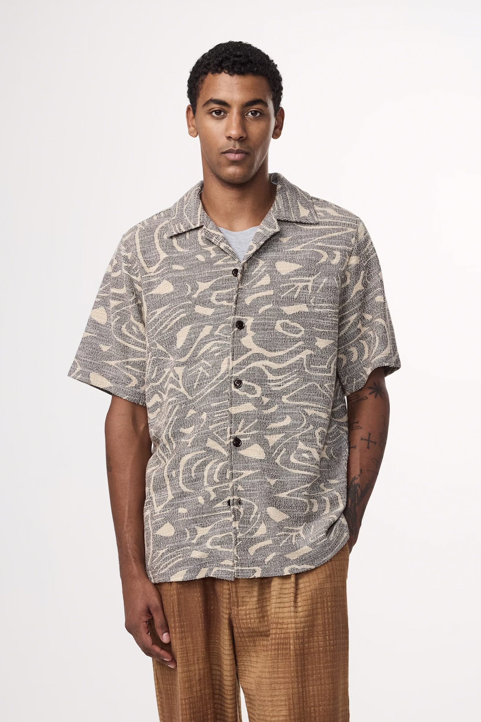 Heren overhemd km casual bruin