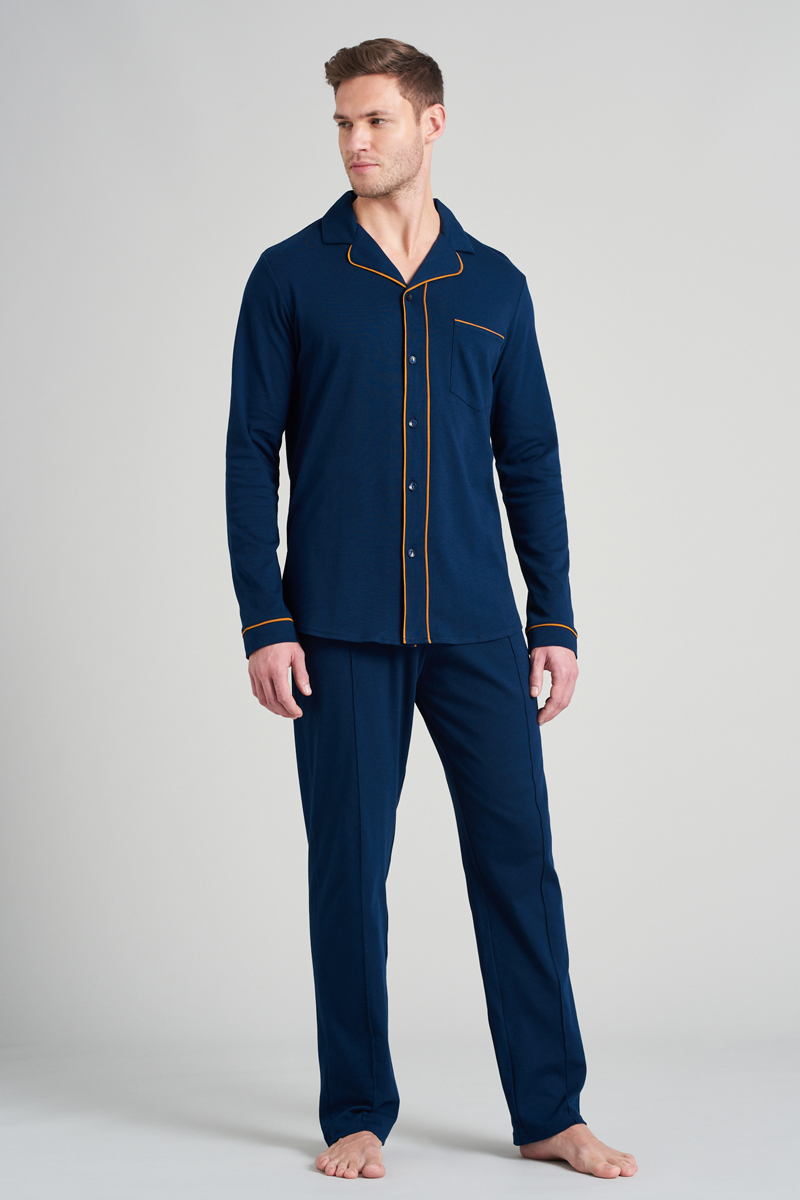 Schiesser Nachtmode heren pyjama Blauw-1 2