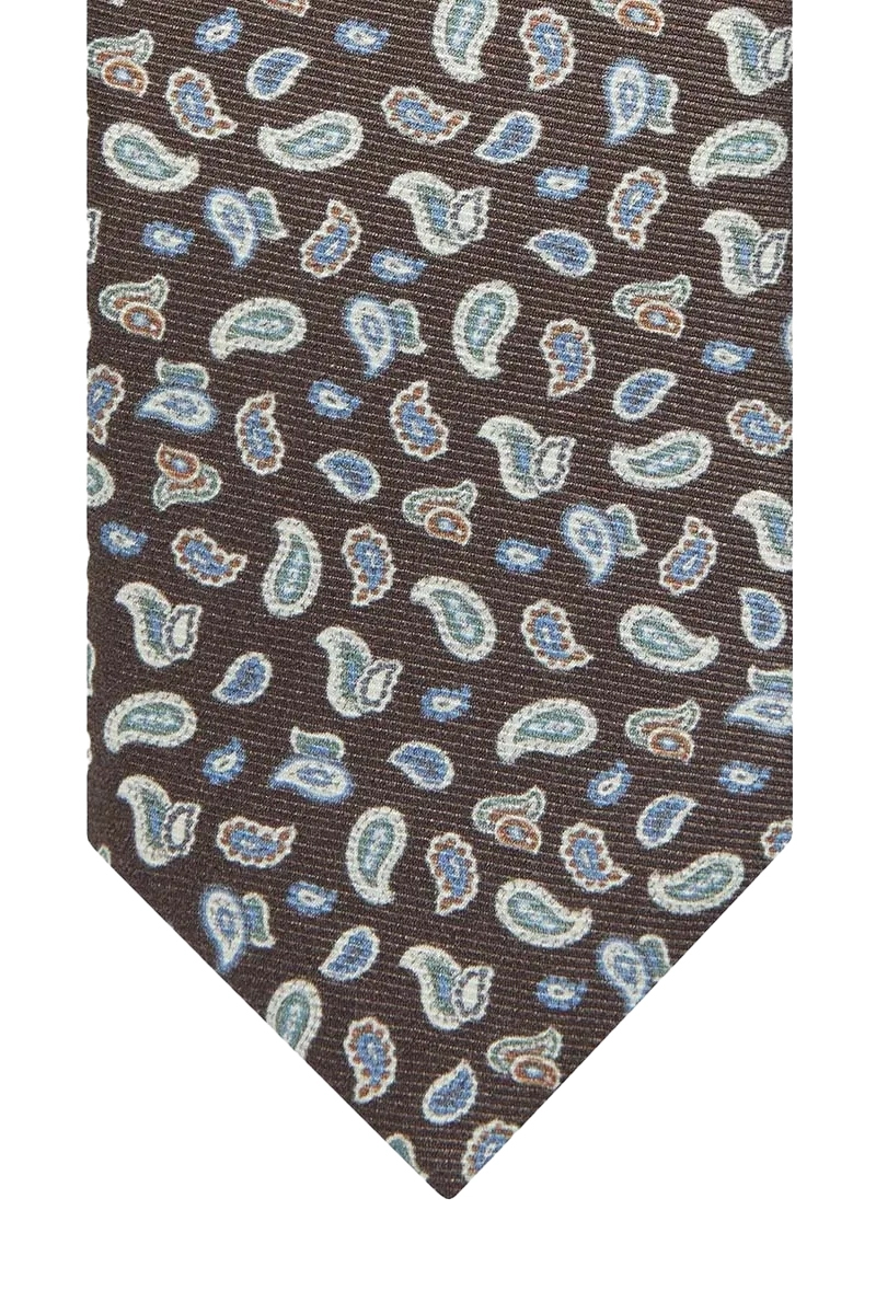 Profuomo TIE SILK PRINT BROWN bruin/beige-1 2