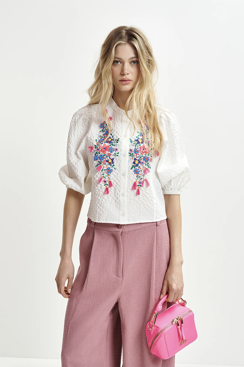 Dames blouse lange mouw wit