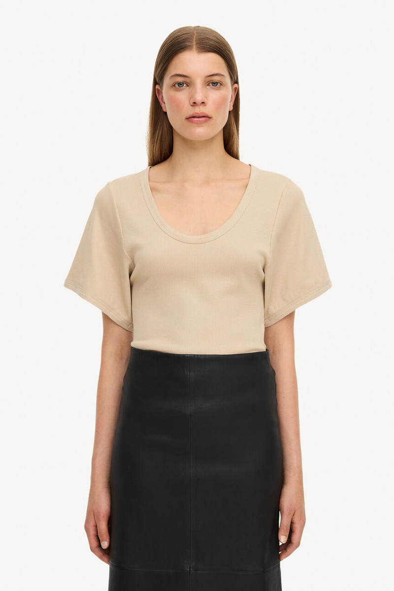 Dames t-shirt korte mouw bruin