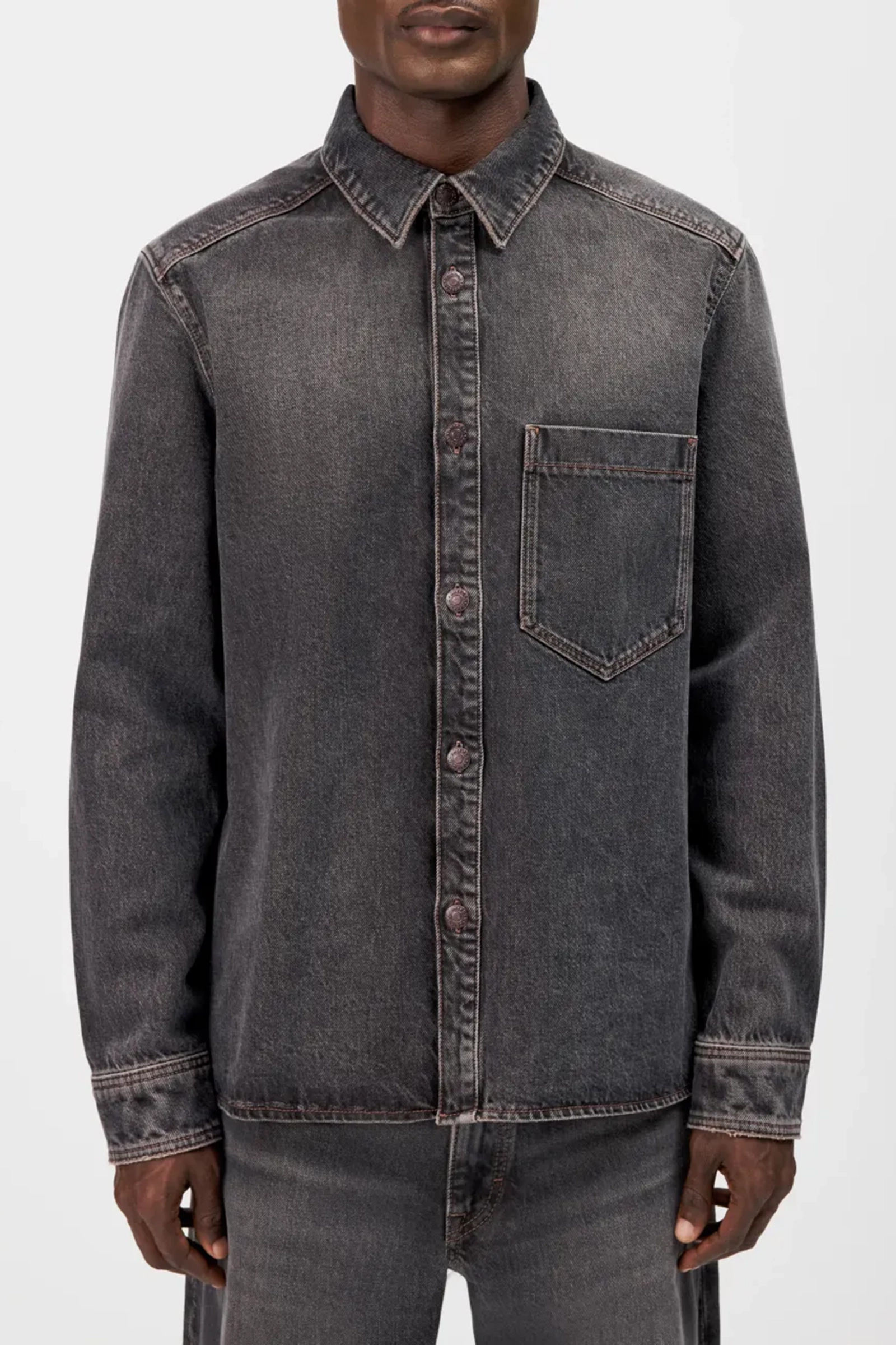 Heren overhemd lm casual grijs