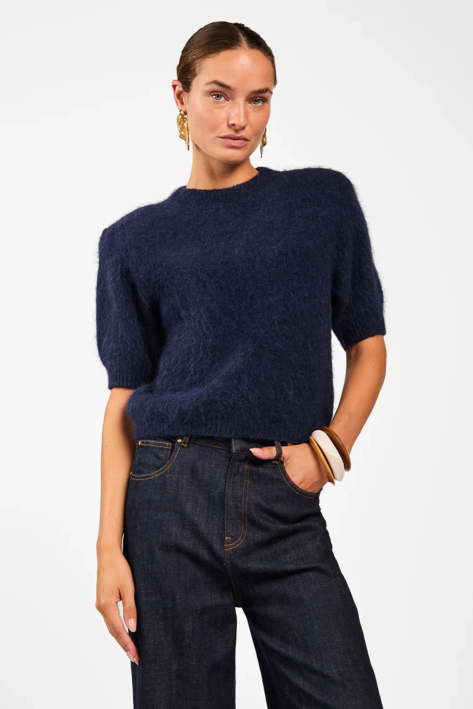 Dames t-shirt lange mouw blauw