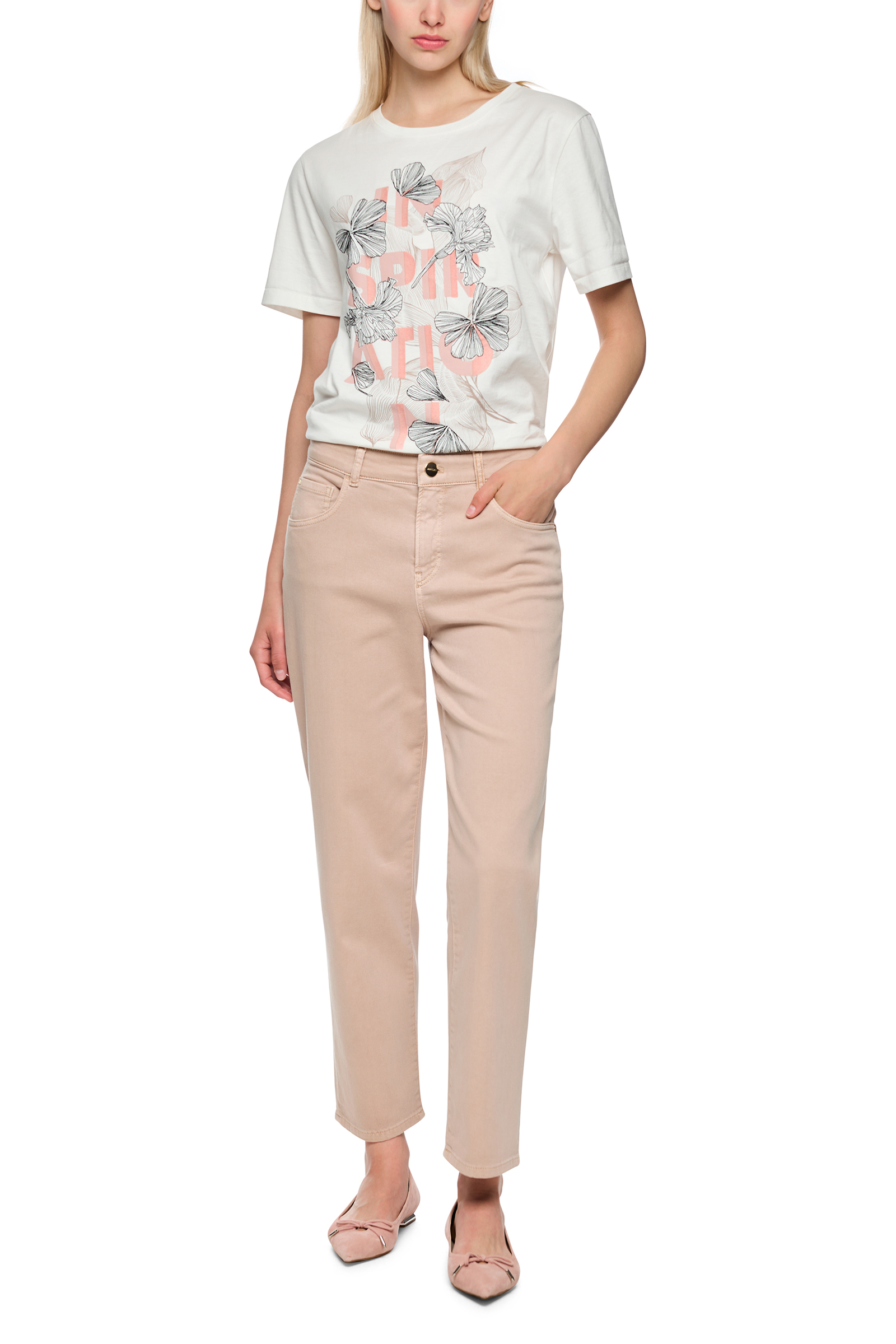 Dames t-shirt korte mouw ecru