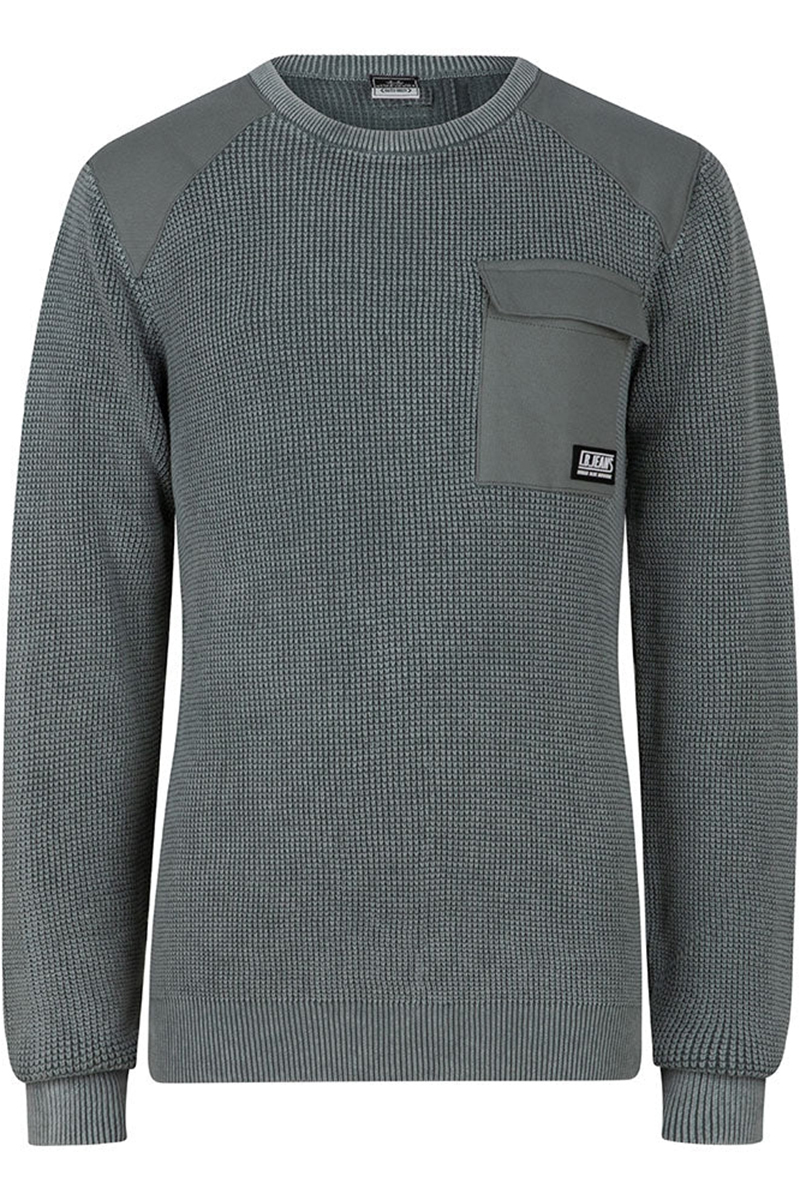 Indian Blue Jeans knitted crewneck pocket Groen-1 1