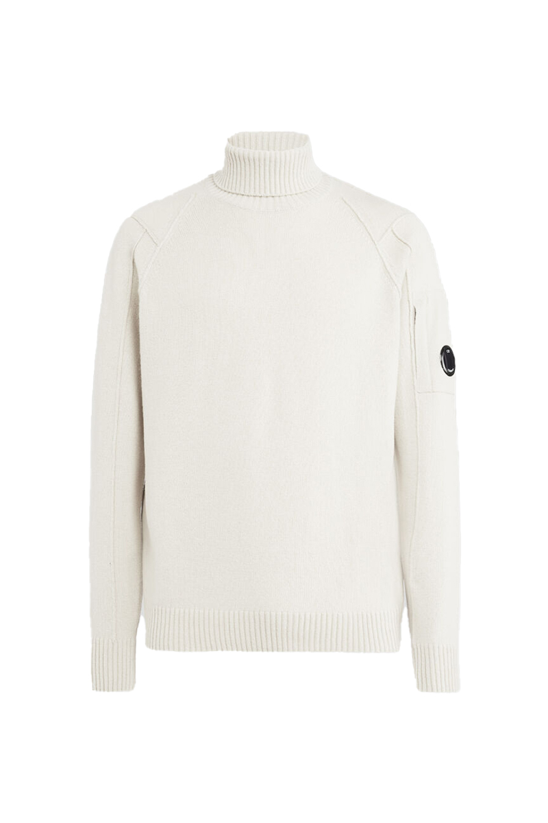 C.P. Company LAMBSWOOL ROLL NECK JUMPER Ecru-1 1