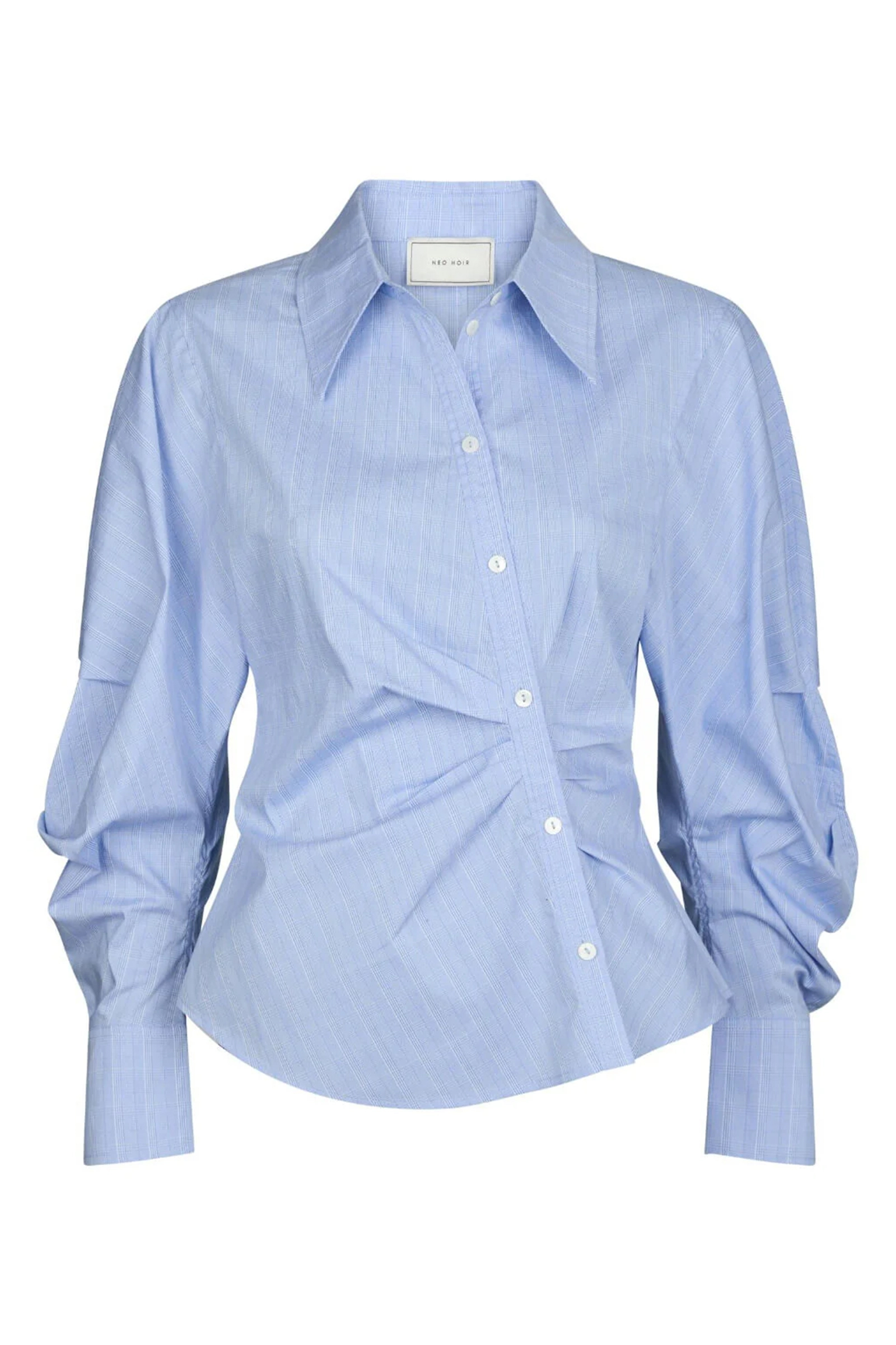 Dames blouse lange mouw blauw