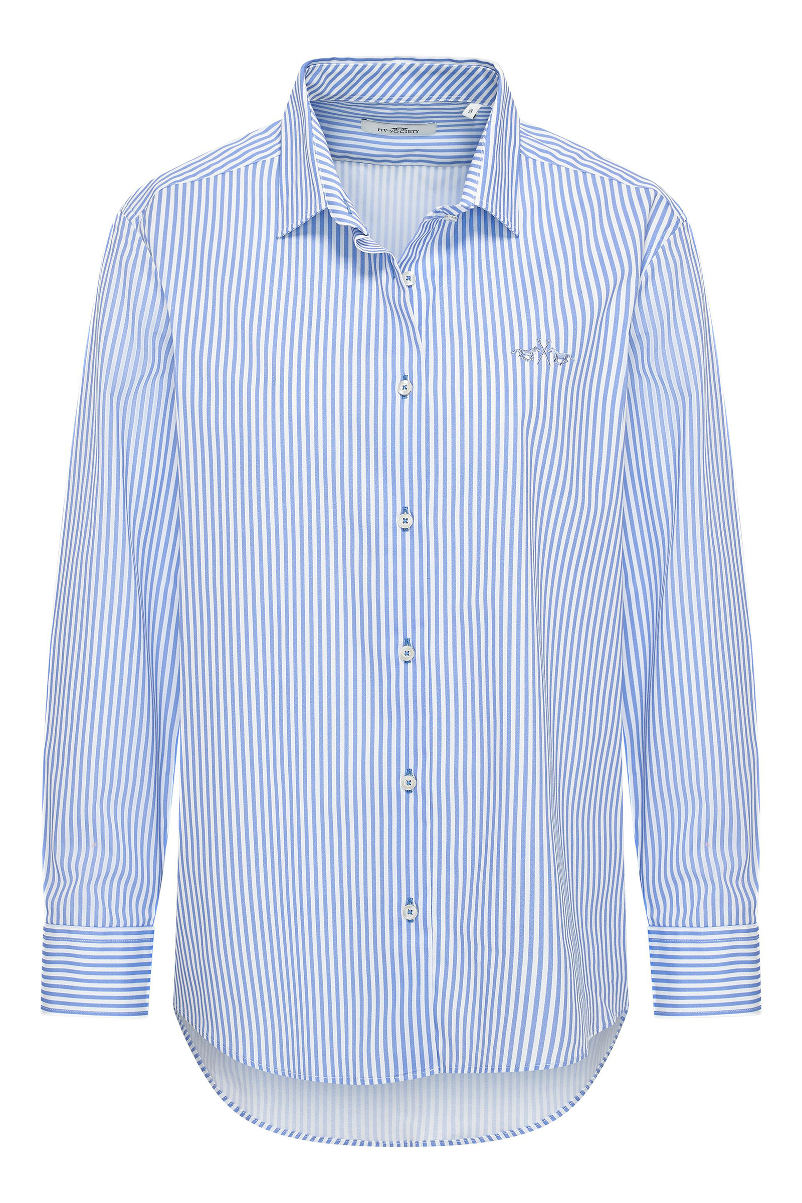 Dames blouse lange mouw blauw