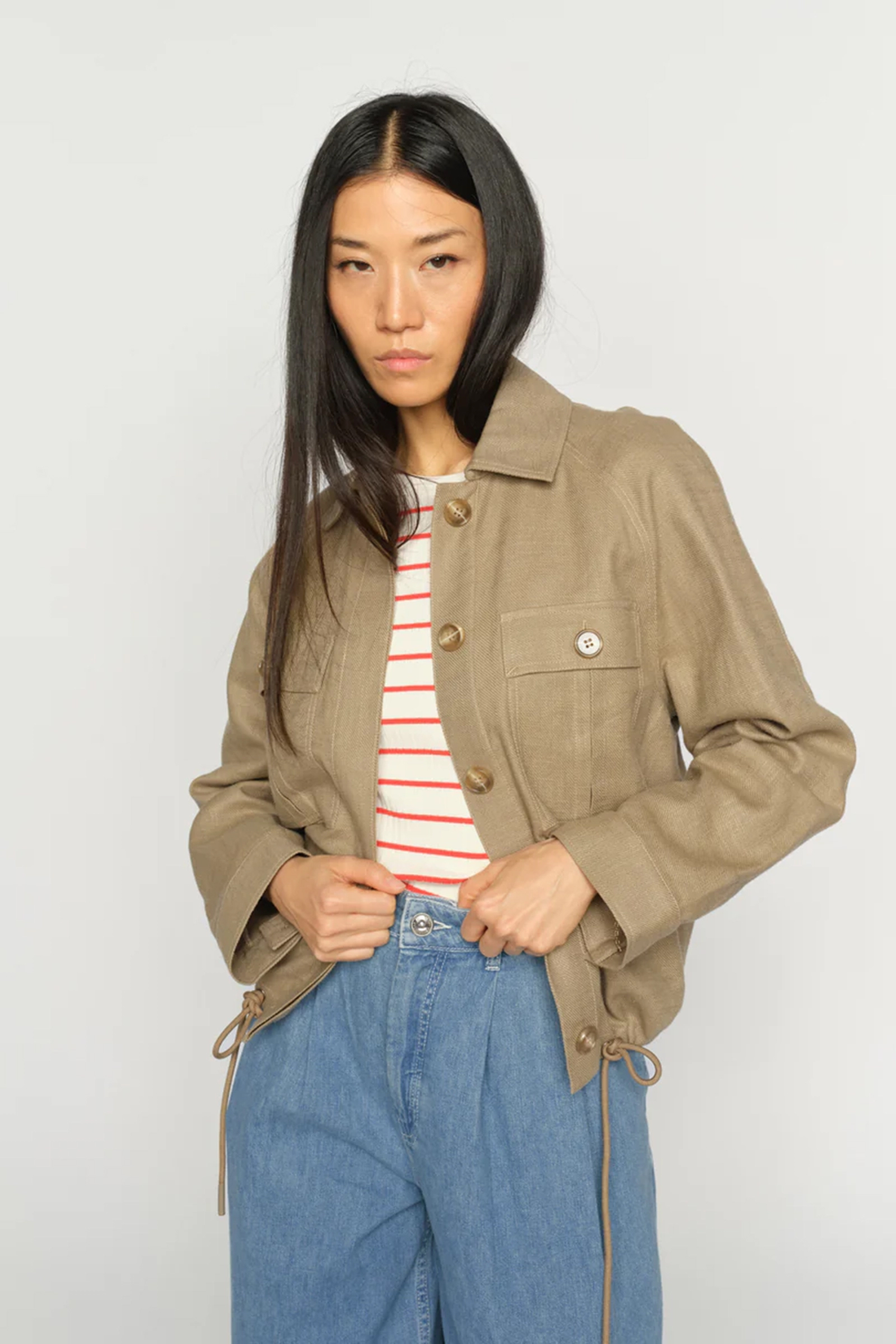 Dames blouse korte mouw bruin