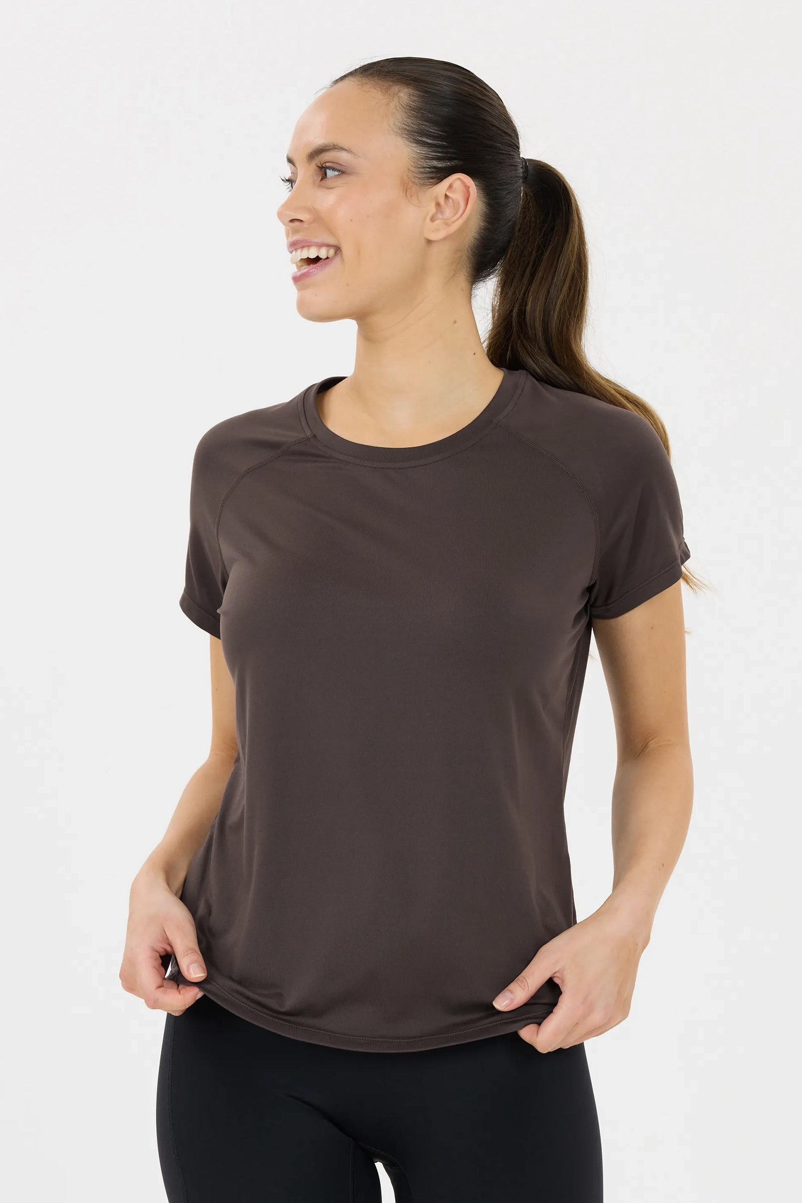 Fitness dames t-shirt km bruin