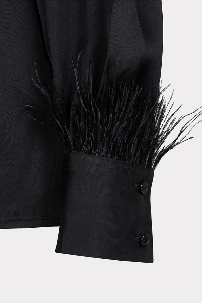 Dames blouse lange mouw zwart