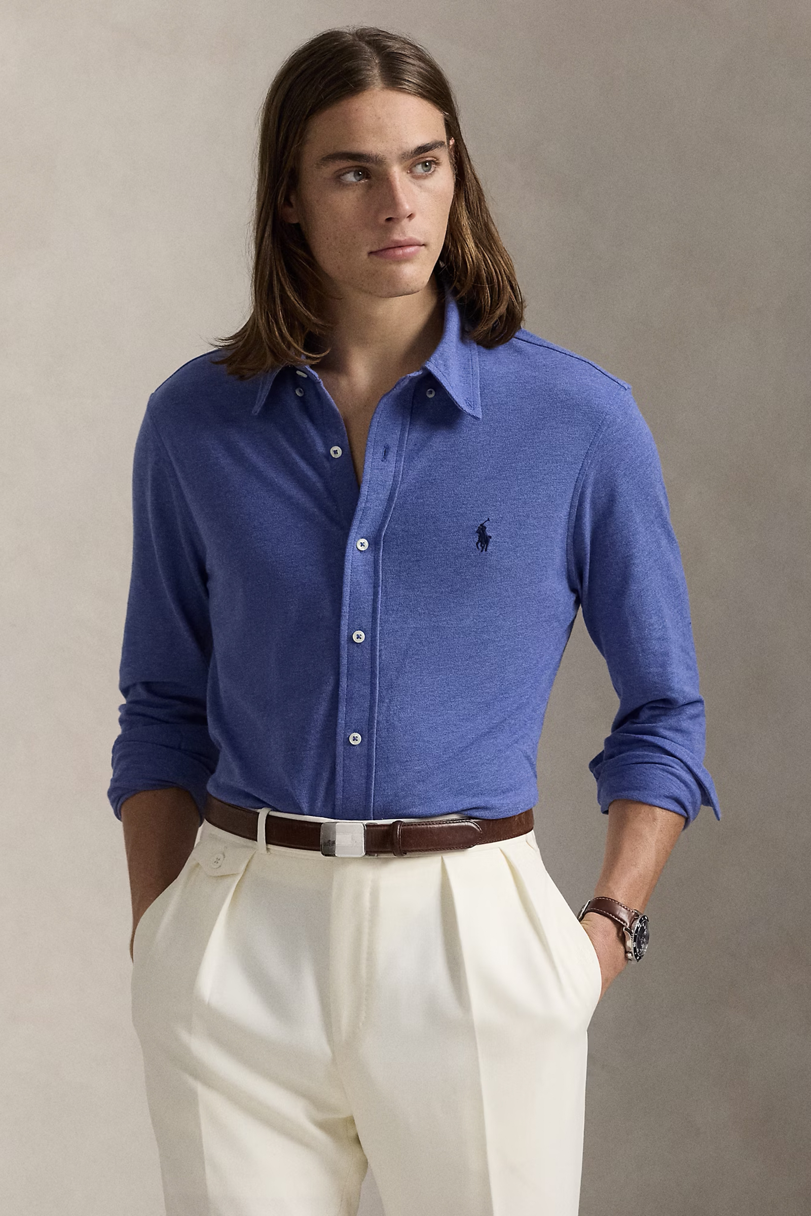 Heren overhemd lm casual blauw