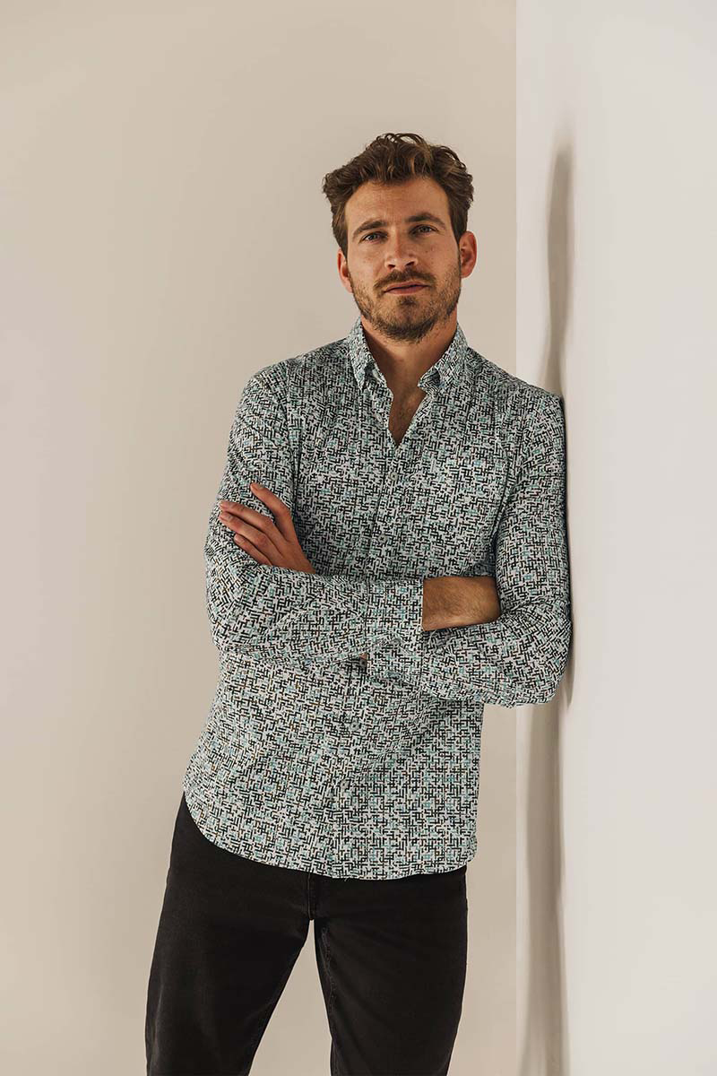Heren overhemd lm casual wit