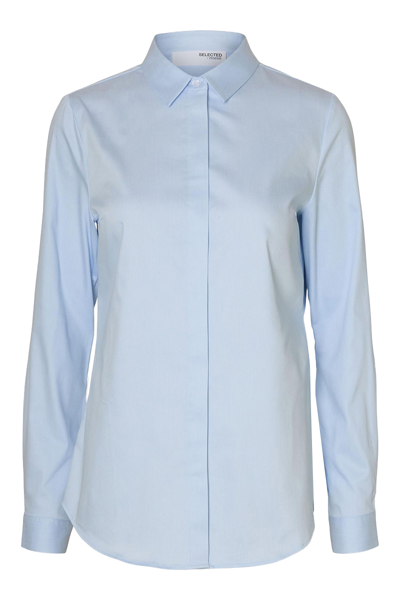 Dames blouse lange mouw blauw