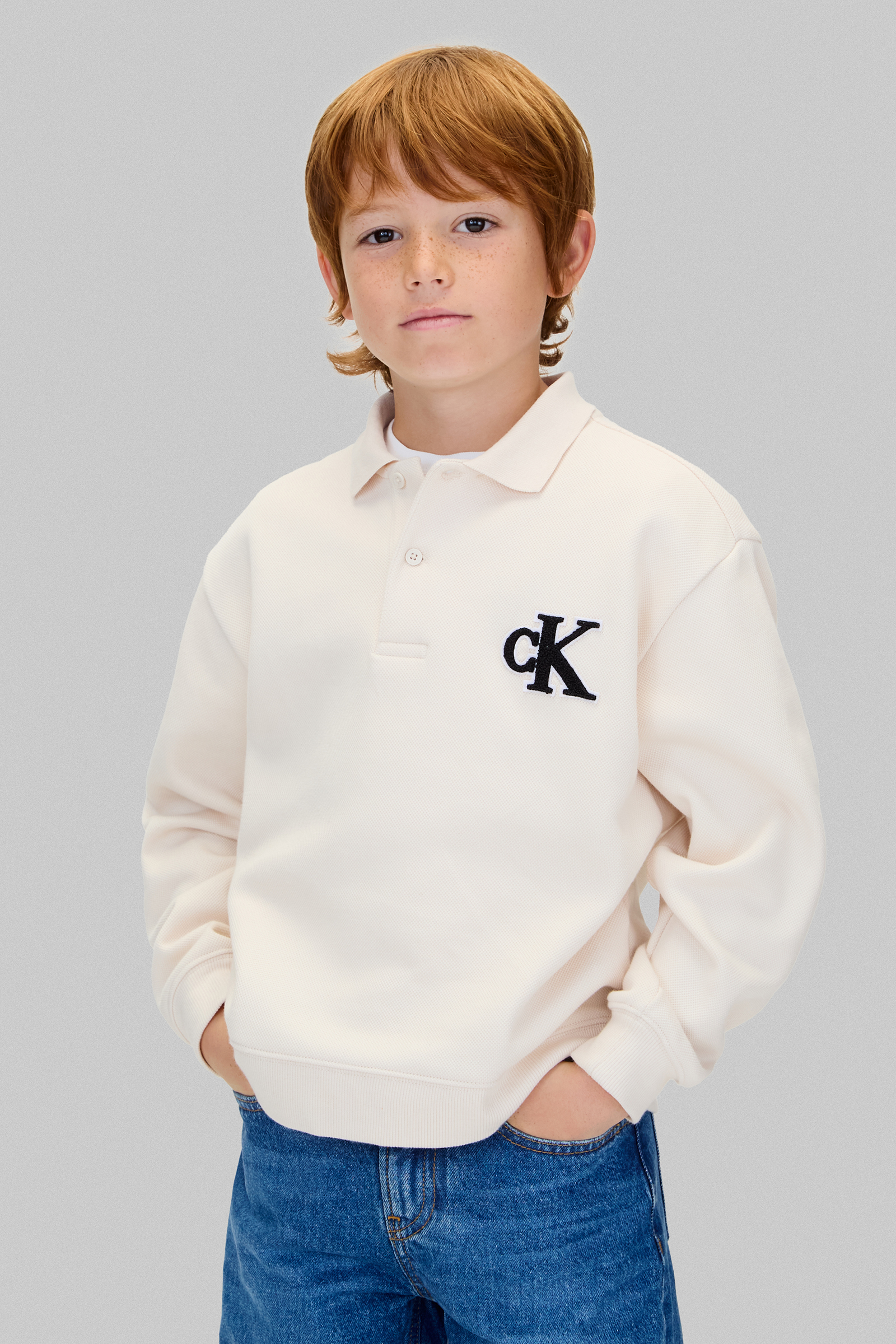 Jongens polo lange mouw bruin