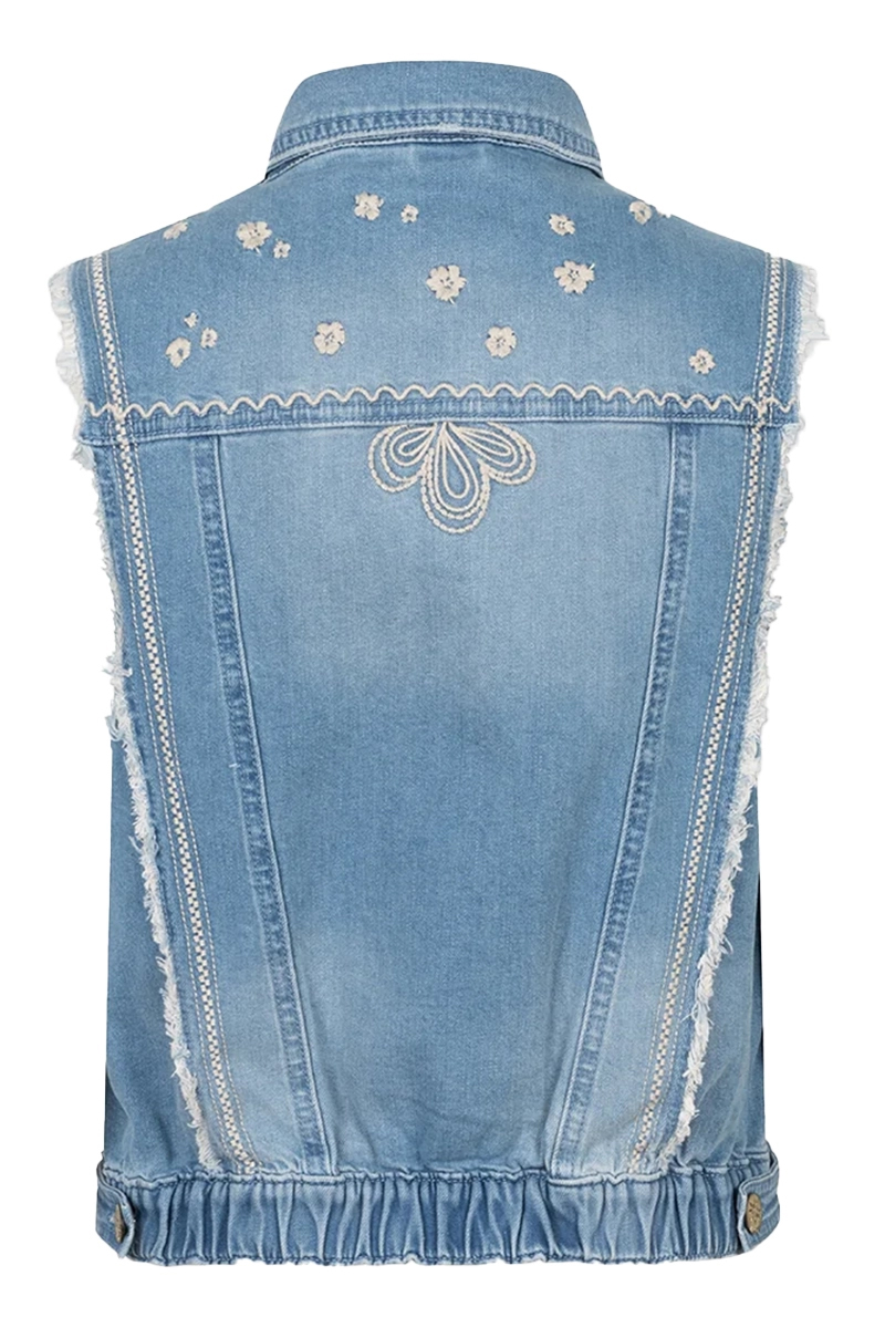 Indian Blue Jeans Denim gilet embroidery Blauw-1 2